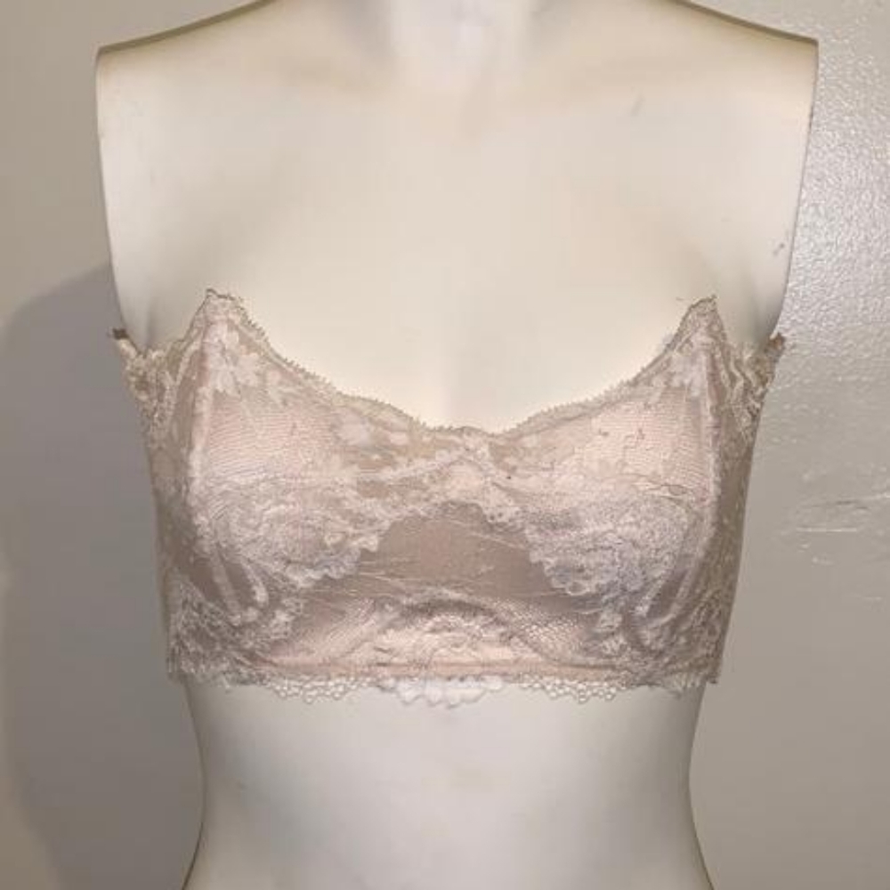 Victoria secret cream strapless lace bra
